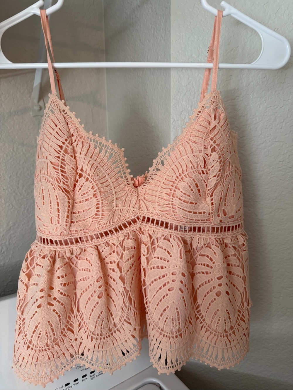 Peach Crochet Lace Spaghetti Strap Top
